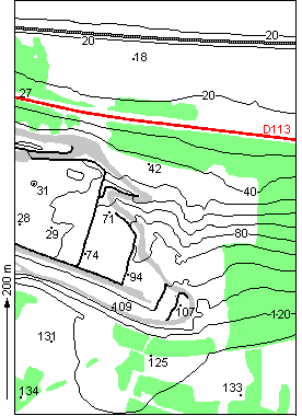 Carte topographique de la carrire de Guerville