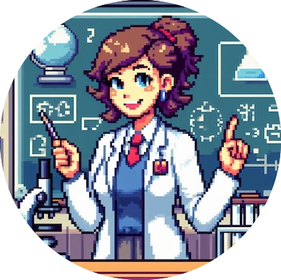 Image en pixel art d'une enseignante